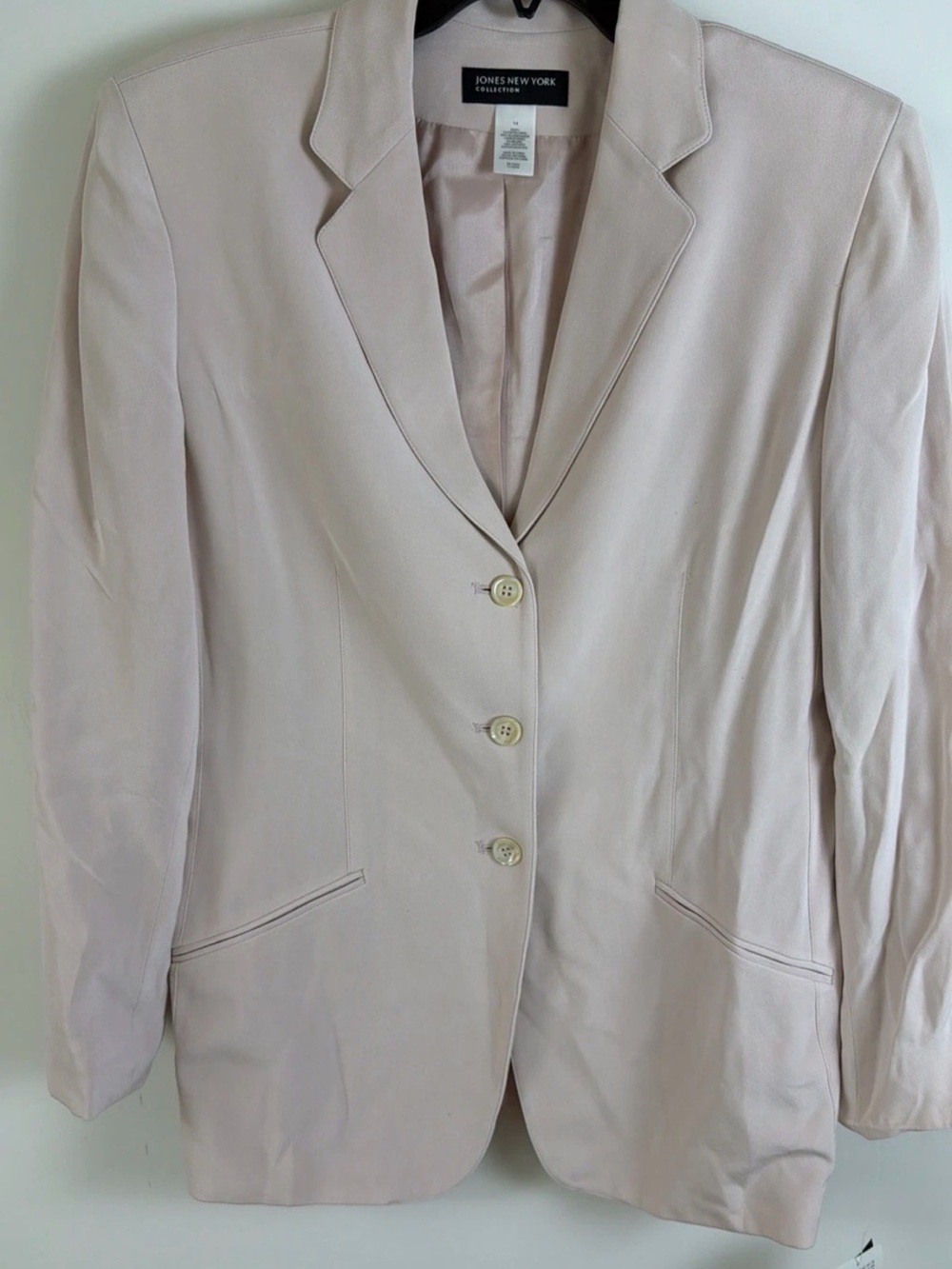 Jones New York Collection 100% Silk Blazer Women's Size 14 NWT Blush Pink